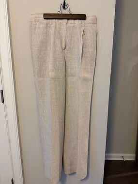 Reformation Wide Leg Pants in Light Taupe Linen